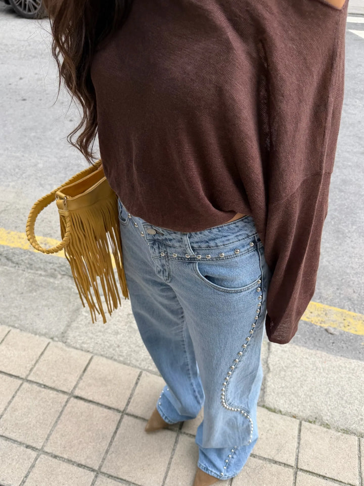 Rocío™ | Jeans de denim con tachuelas