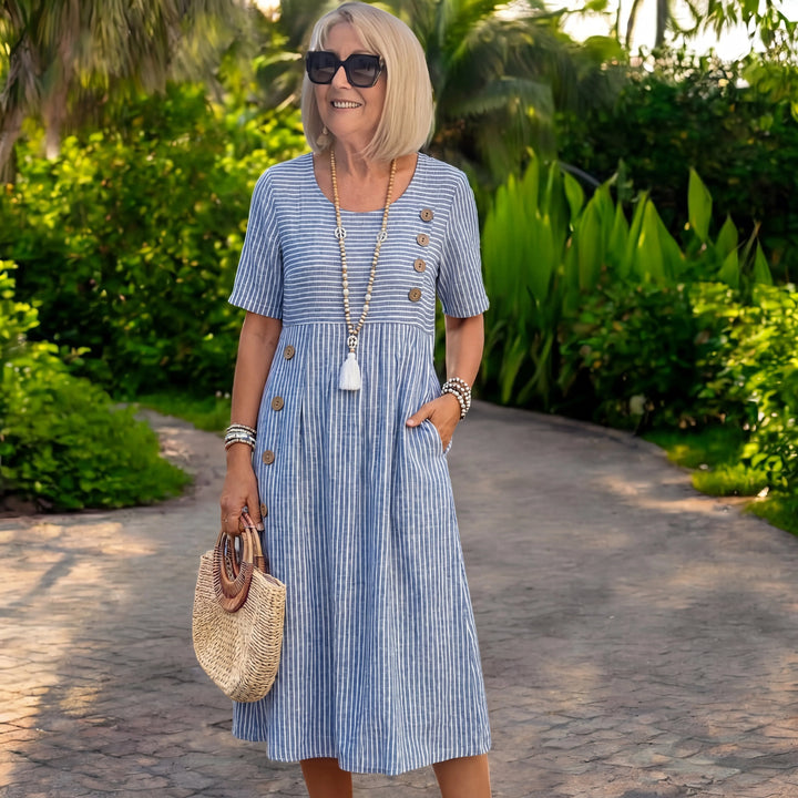 Julia™ | Vestido Midi a Rayas