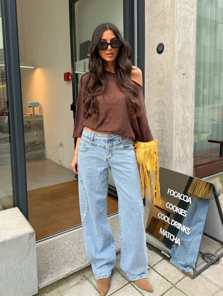 Rocío™ | Jeans de denim con tachuelas