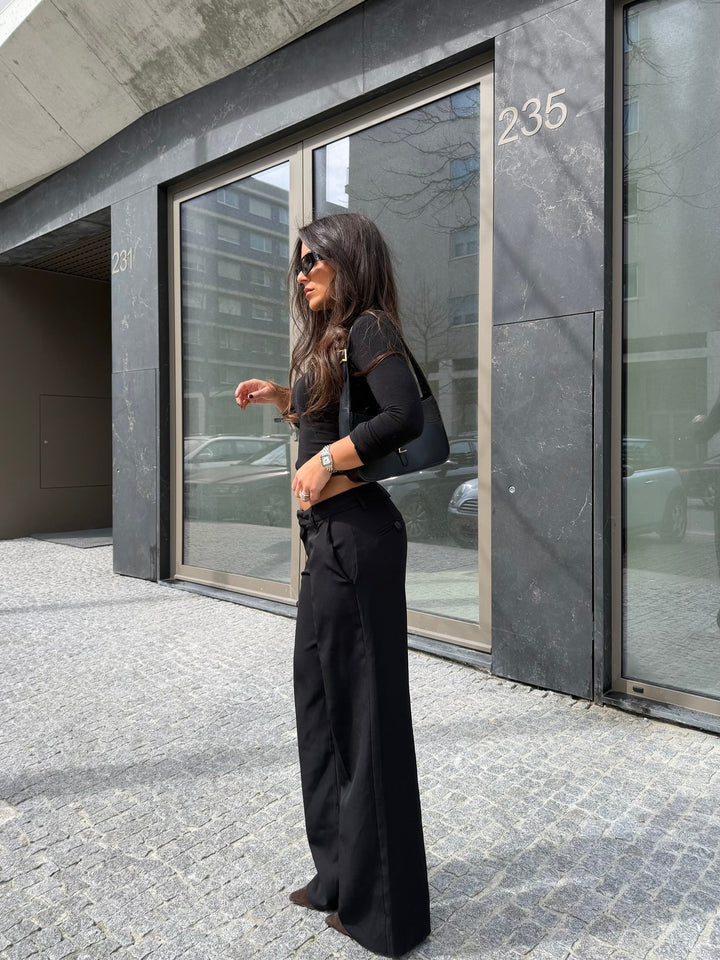 Carolyn™ | Pantalones de tiro bajo en negro