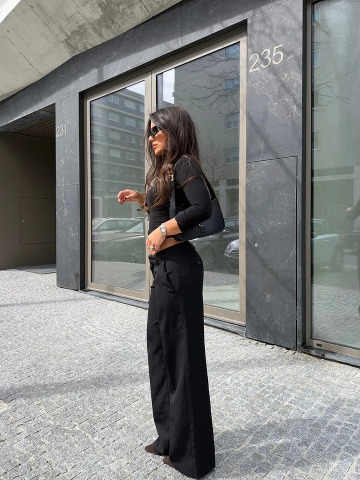 Carolyn™ | Pantalones de tiro bajo en negro