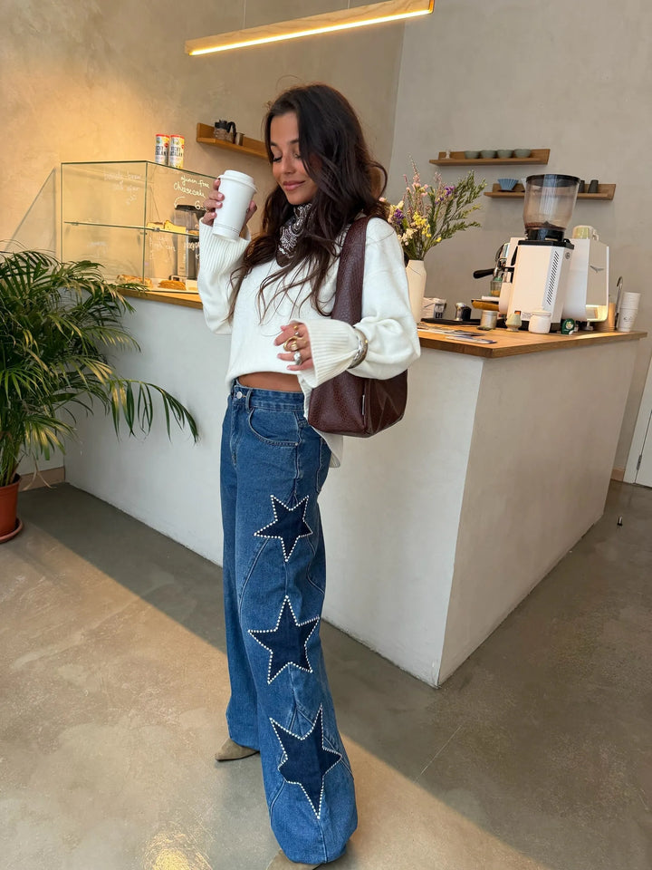 Marina™ | Vaqueros de denim con estrella en azul oscuro