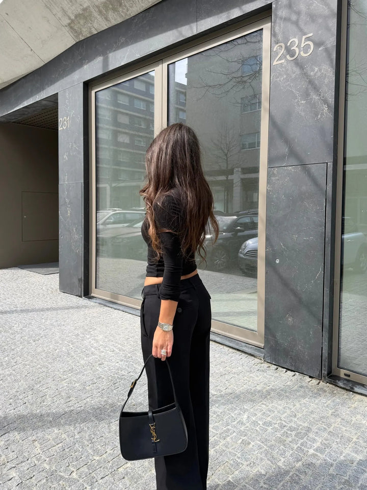 Carolyn™ | Pantalones de tiro bajo en negro