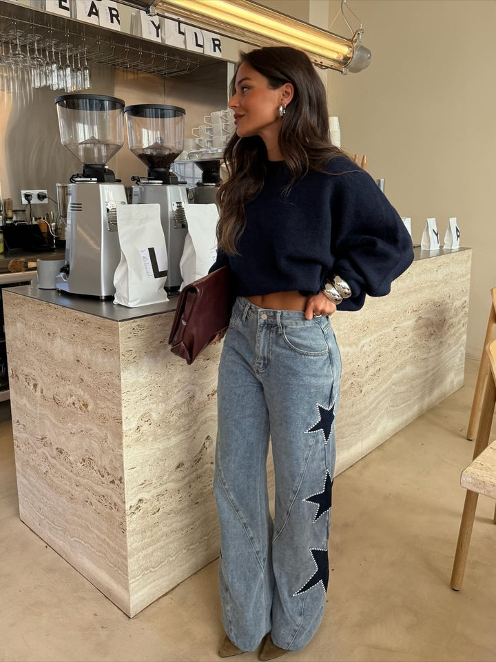 Estefanía™ | Vaquero denim con estrella negra
