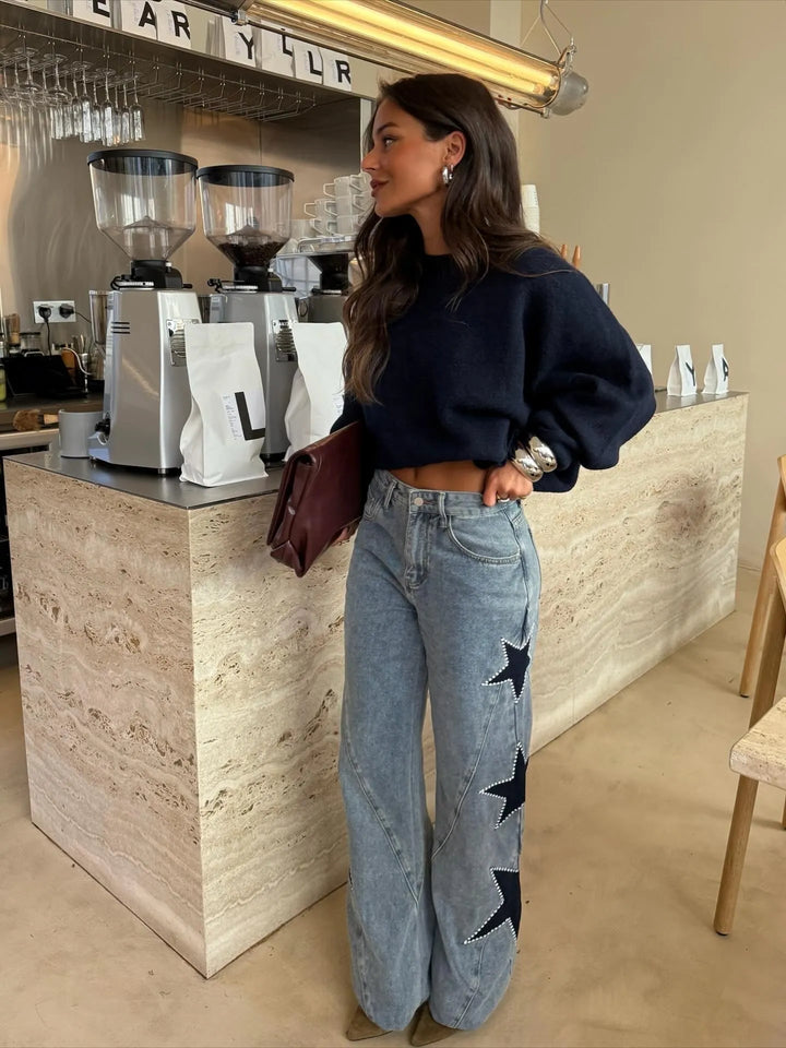 Estefanía™ | Vaquero denim con estrella negra