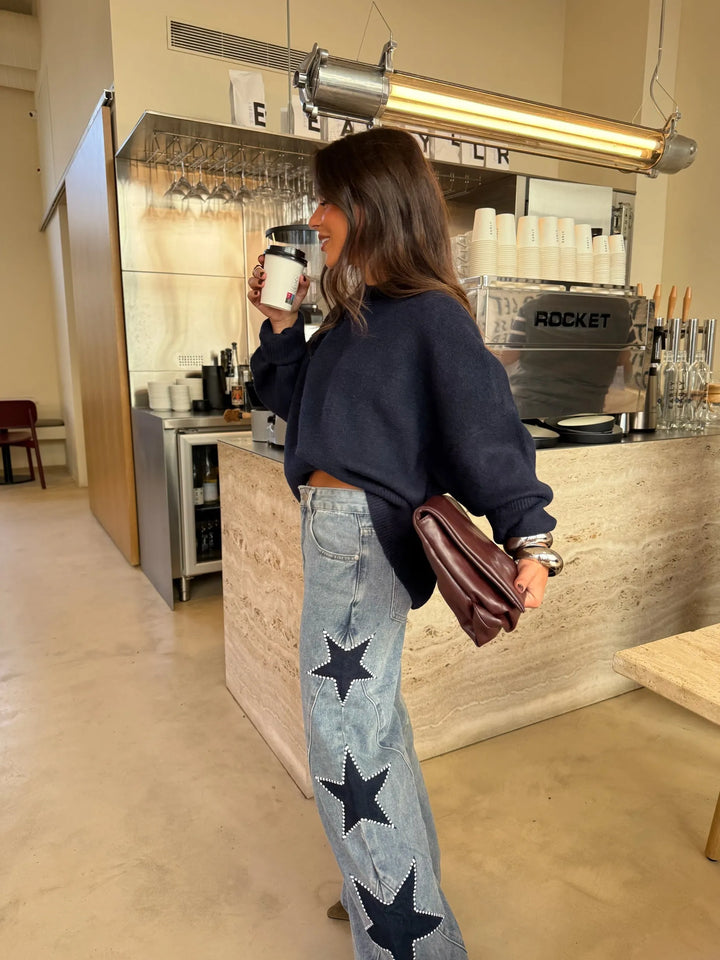 Estefanía™ | Vaquero denim con estrella negra