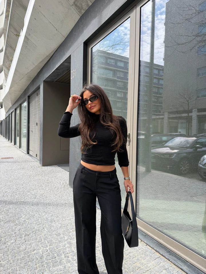 Carolyn™ | Pantalones de tiro bajo en negro