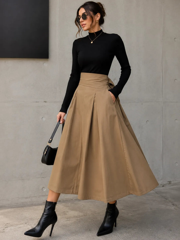 Ximena™ | Falda Larga Elegante de Cintura Alta con Lazo
