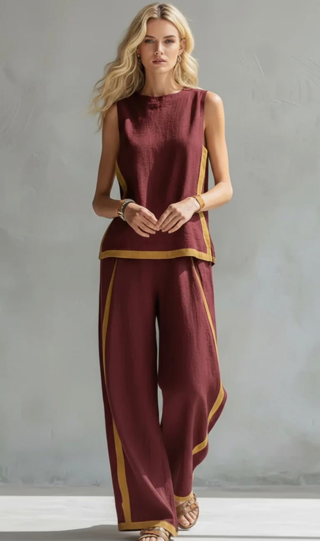 Leila™ | Conjunto Elegante de Algodón y Lino: Top y Pantalón