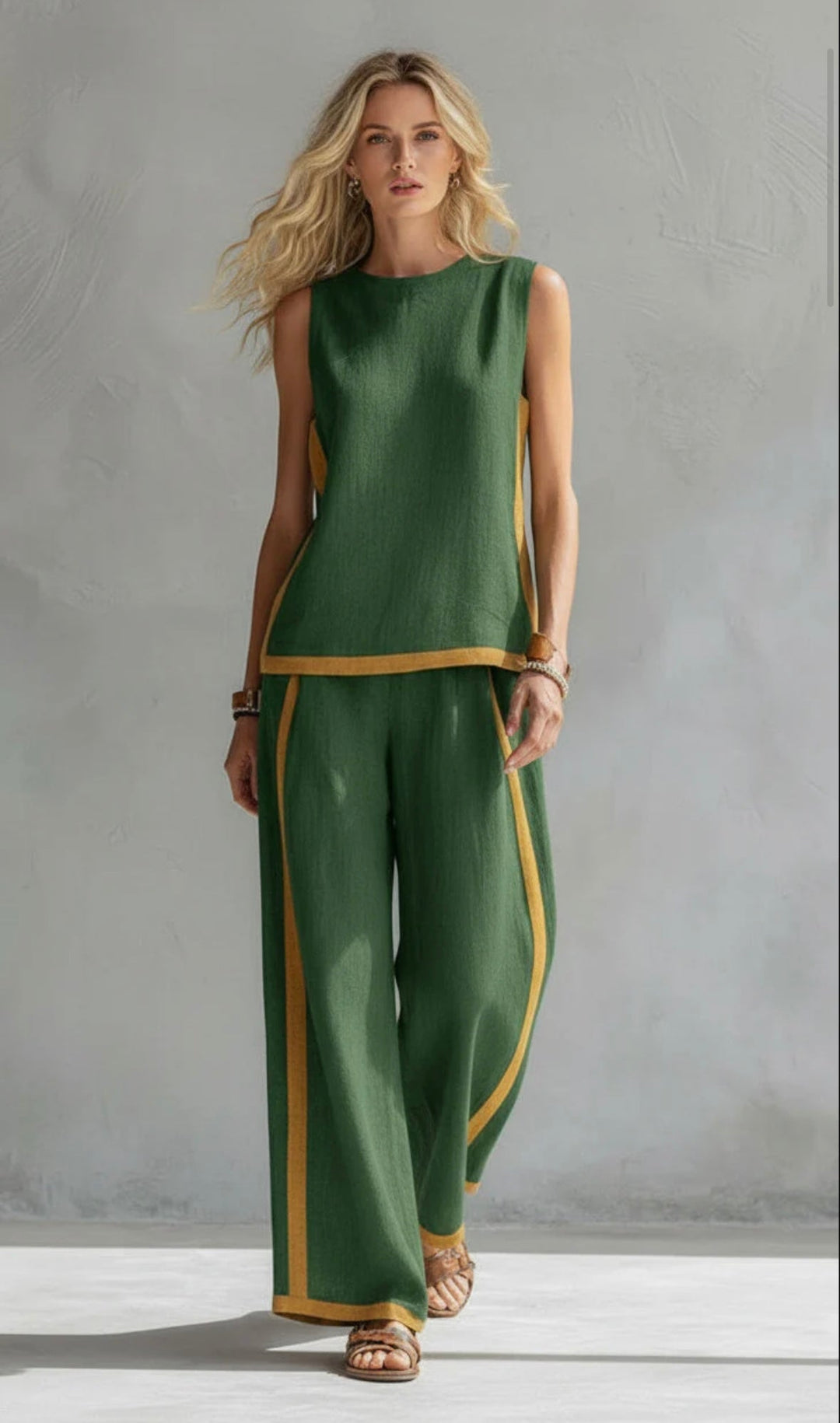 Leila™ | Conjunto Elegante de Algodón y Lino: Top y Pantalón