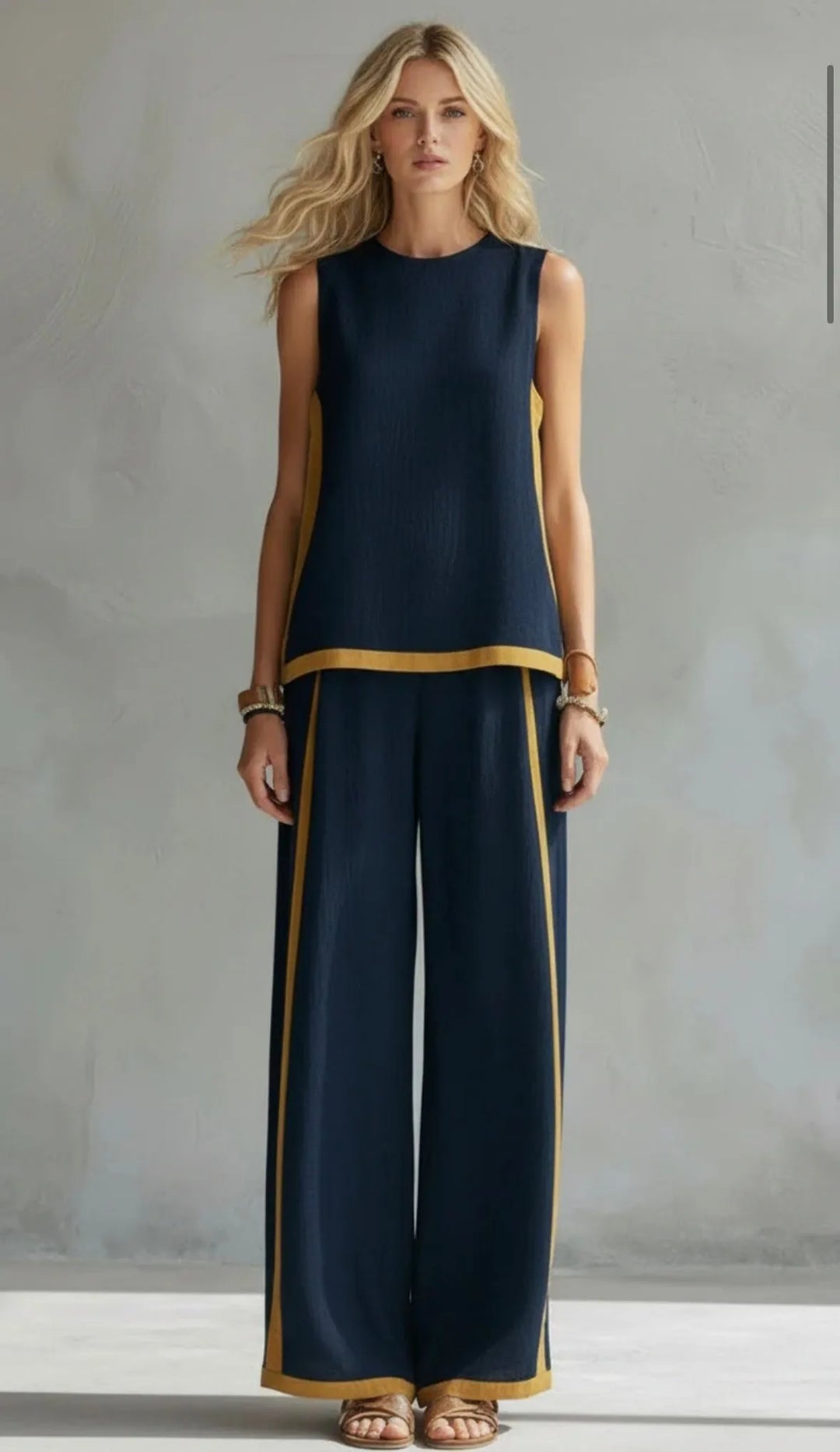 Leila™ | Conjunto Elegante de Algodón y Lino: Top y Pantalón