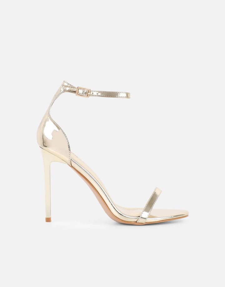 Gabby™ | Sandalias de Tacón Dorado Espejo