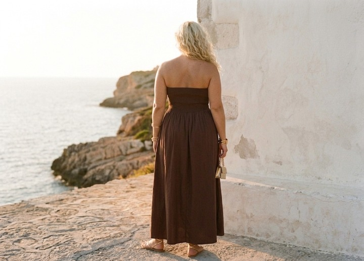 Solara™ | Vestido Maxi Strapless Fruncido