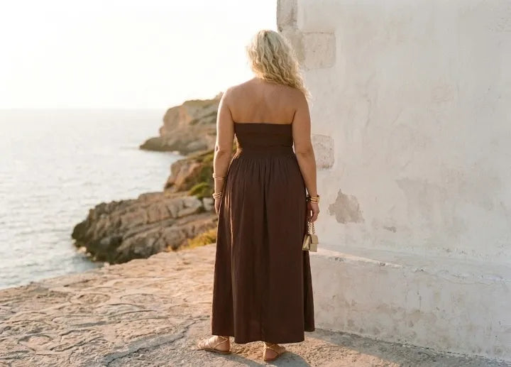Solara™ | Vestido Maxi Strapless Fruncido