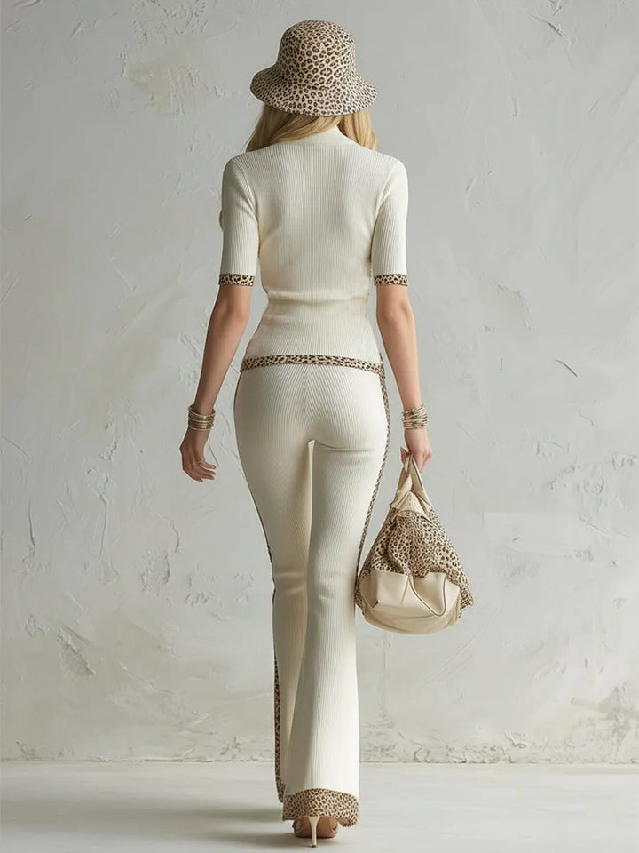 Magda™ | Conjunto Deportivo Chic: Top Cuello Alto y Pantalón Ancho Crudo