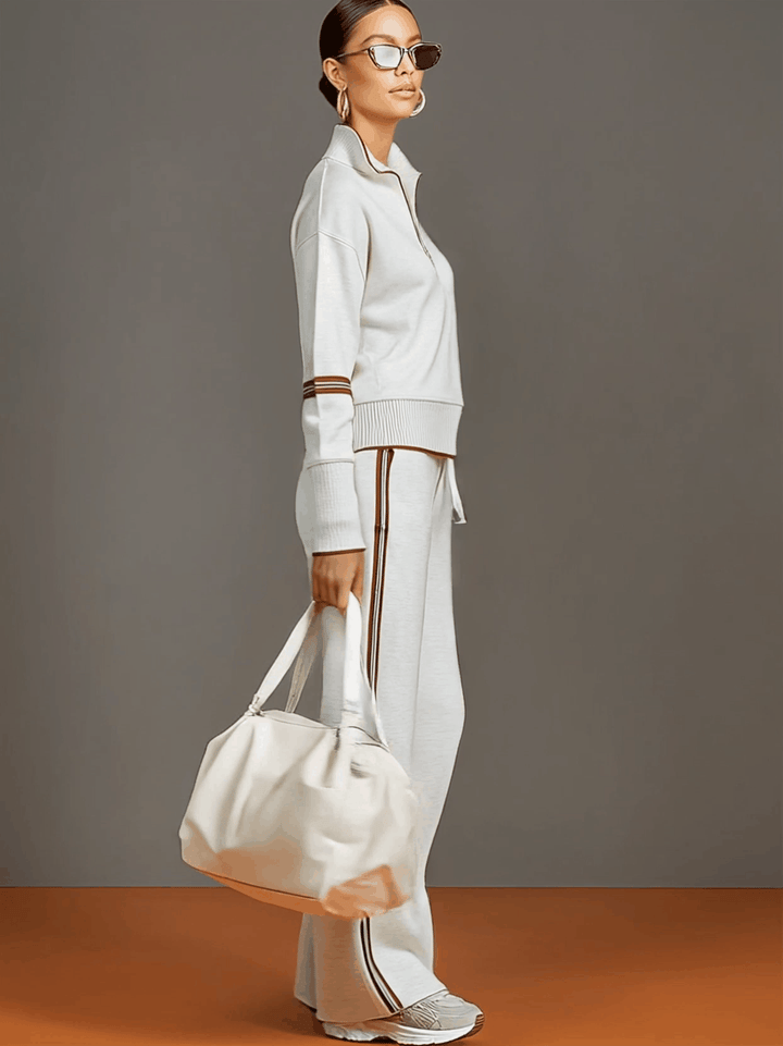 Priscilla™ | Conjunto Deportivo Elegante: Sudadera Media Cremallera y Pantalón Ancho