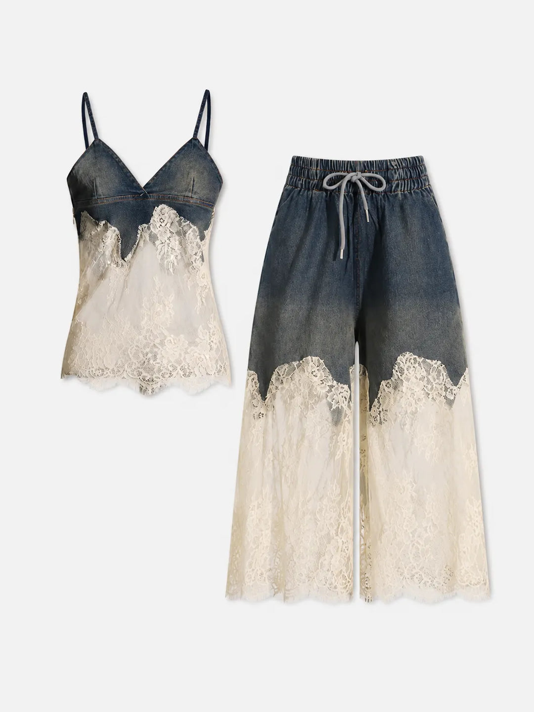 Fabiola™ | Conjunto Elegancia Denim con Encaje