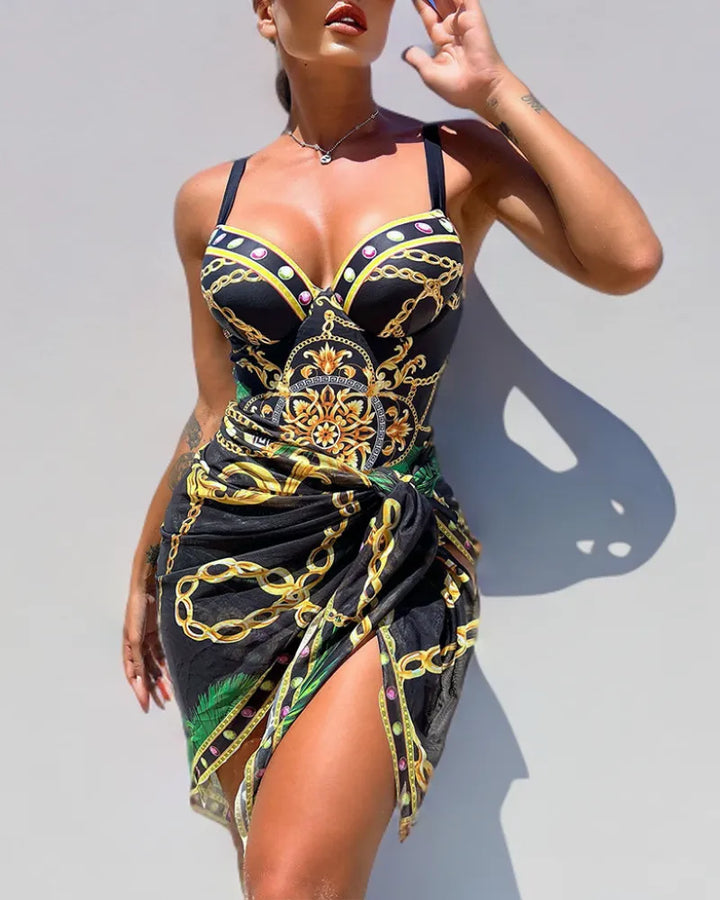 Bonifacia™ | Traje de baño entero con efecto push-up y falda de playa a juego