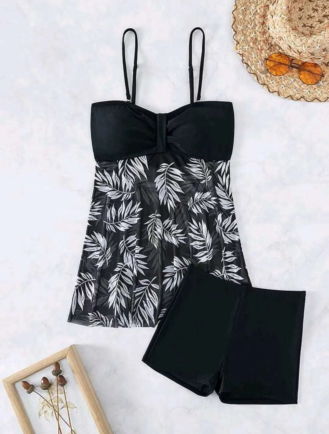 Tankini Donna SoleSkin – Costume a Vestito con Stampa a Foglie