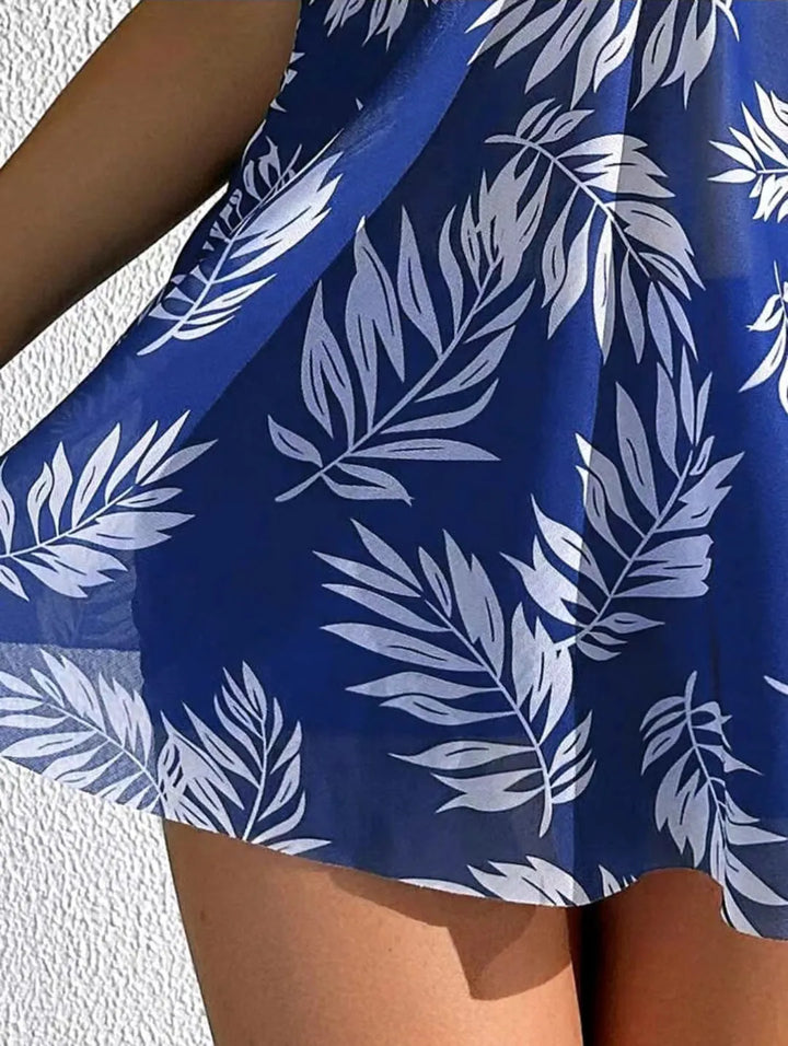 Tankini Donna SoleSkin – Costume a Vestito con Stampa a Foglie