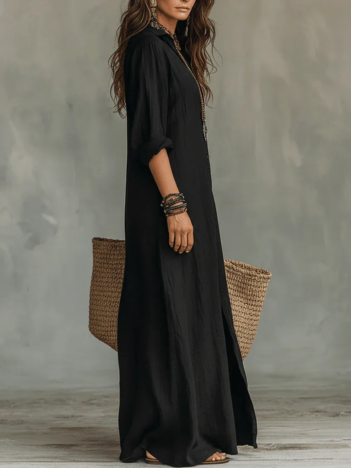 Soline™ | Vestido Maxi con Botones: Corte Fluido y Amplio