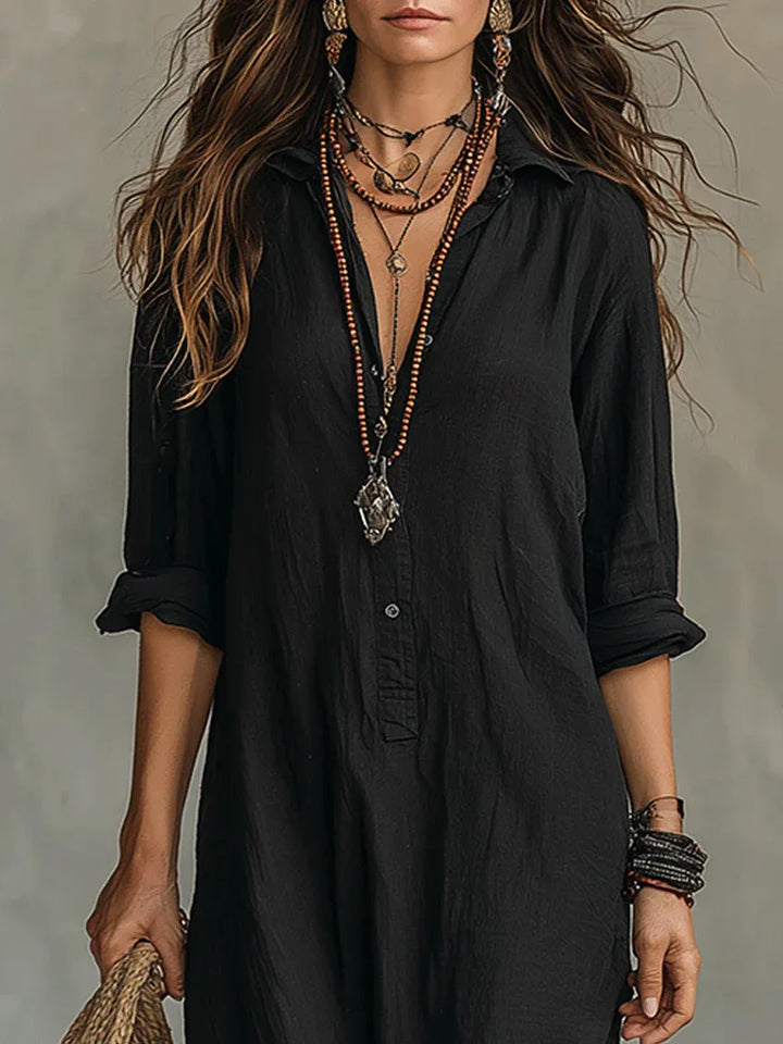 Soline™ | Vestido Maxi con Botones: Corte Fluido y Amplio