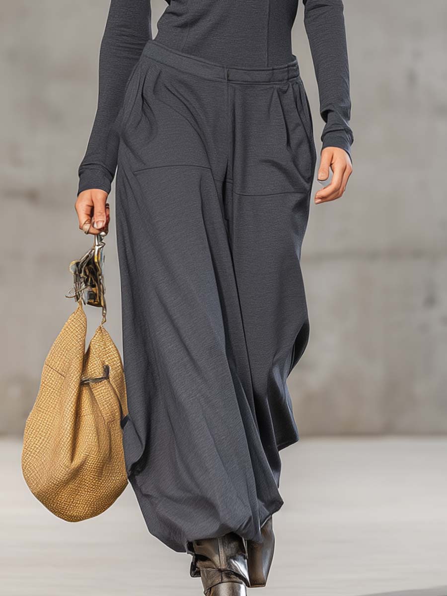 Aurelia™ | Conjunto Deportivo Chic: Top Manga Larga Cuello V y Pantalón Ancho