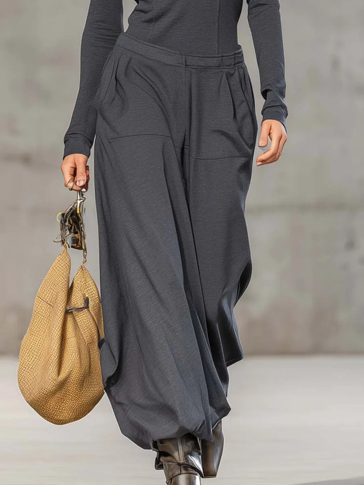 Aurelia™ | Conjunto Deportivo Chic: Top Manga Larga Cuello V y Pantalón Ancho