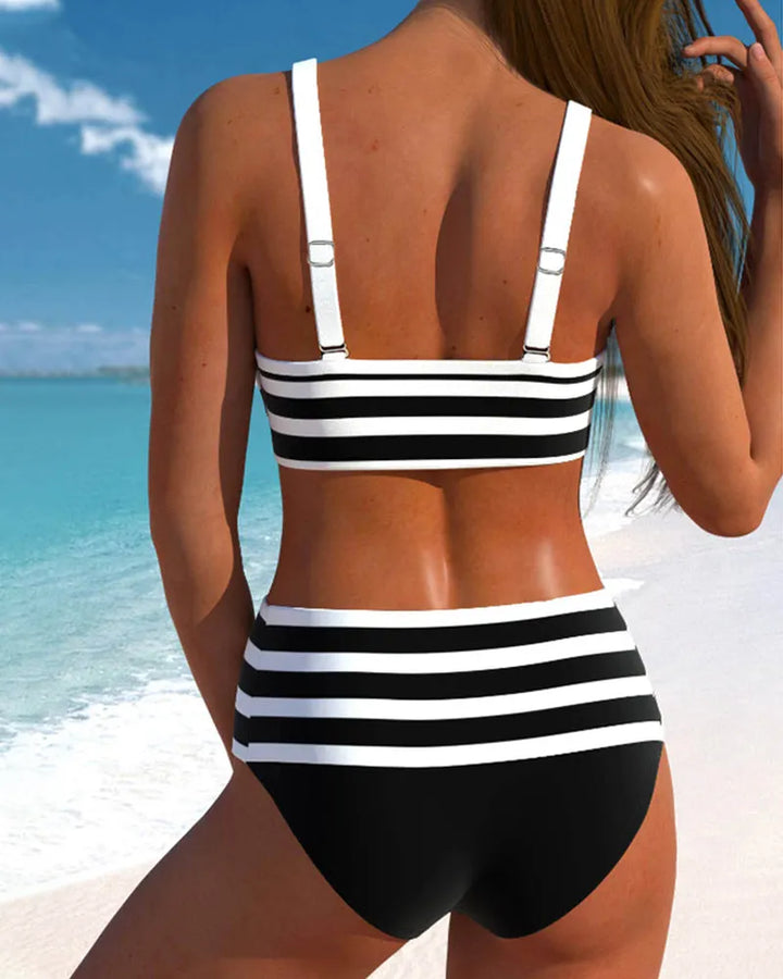 Agripina™ | Bikini de talle alto a rayas