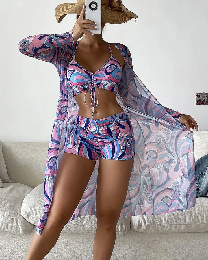 Edelmira™ | Conjunto de bikini de 3 piezas con estampado