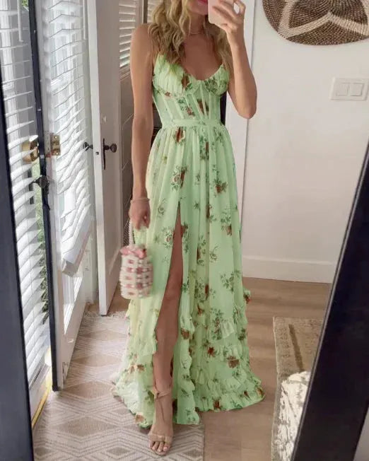 Vestido Floral Romántico Scarlett - Color verde