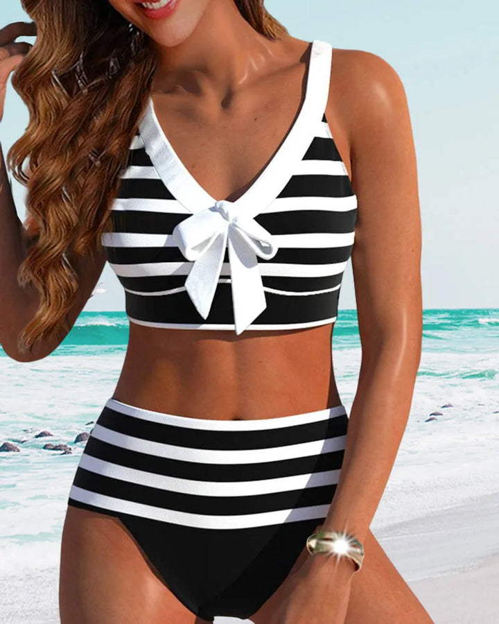 Agripina™ | Bikini de talle alto a rayas