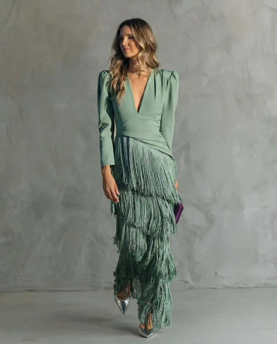 Chiara™ | Vestido Midi Elegante con Mangas de Flecos