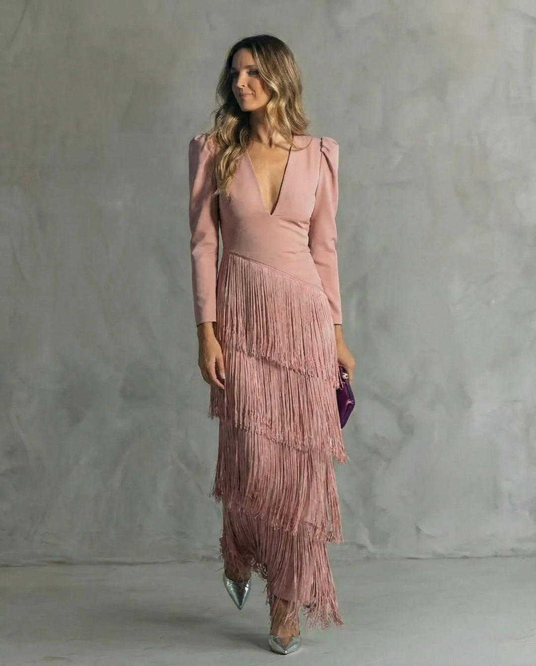 Chiara™ | Vestido Midi Elegante con Mangas de Flecos