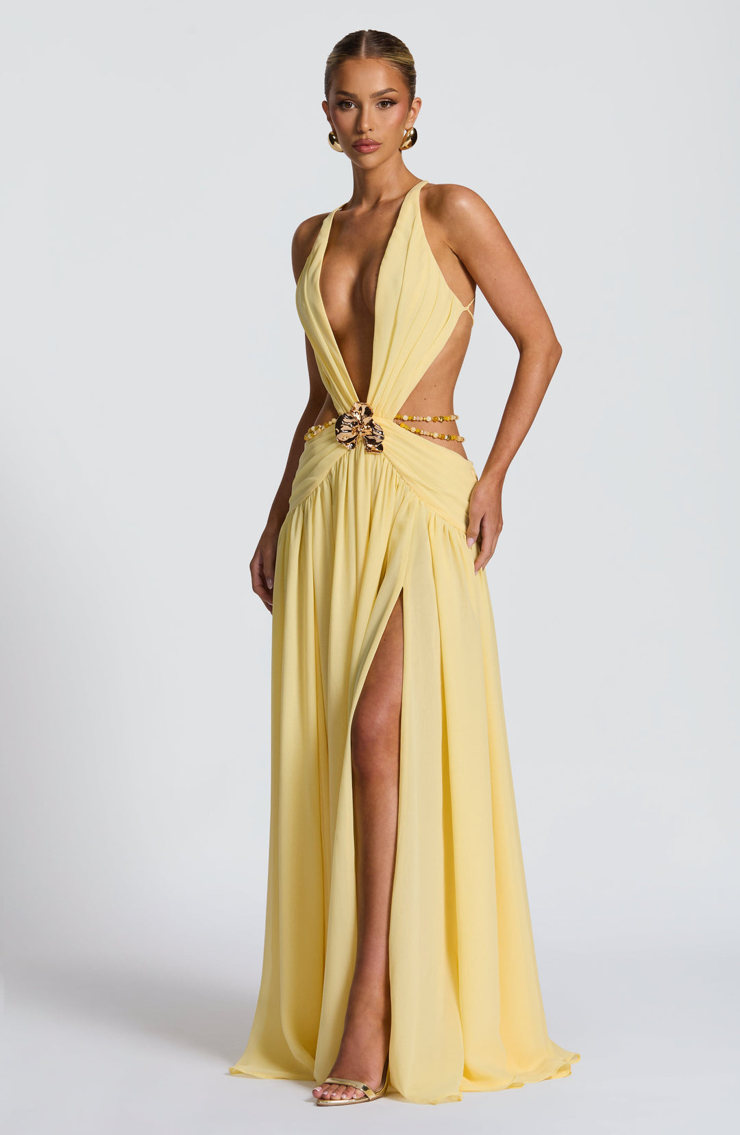 Lemon™ | Vestido Maxi Halter Limón