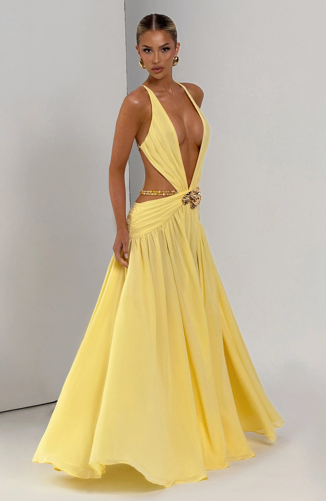 Lemon™ | Vestido Maxi Halter Limón