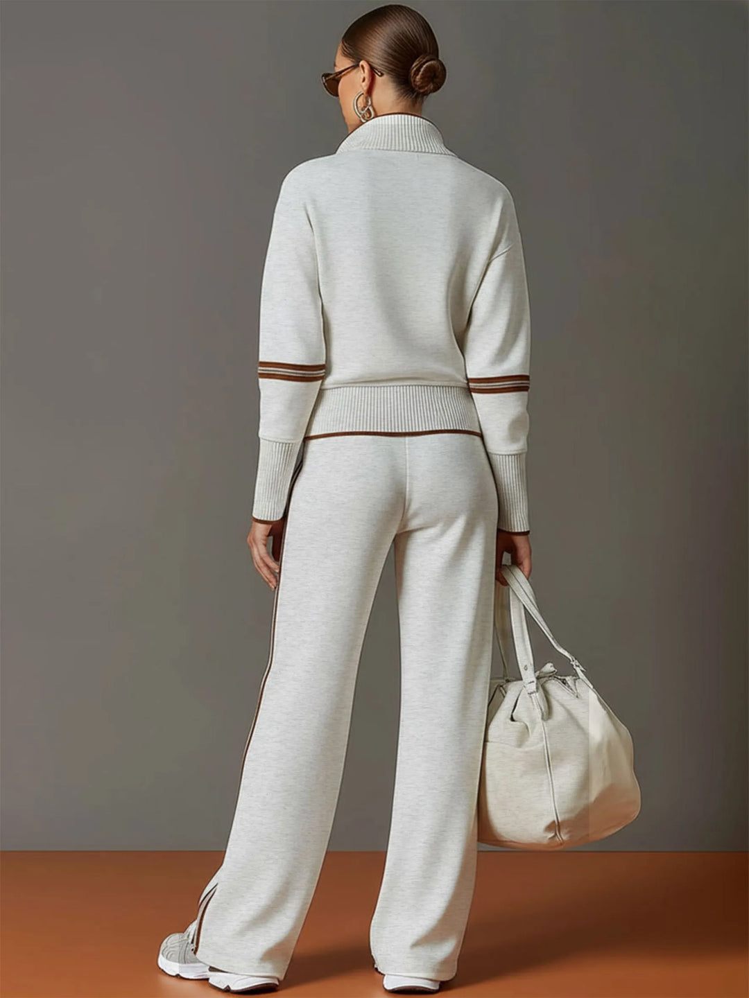 Priscilla™ | Conjunto Deportivo Elegante: Sudadera Media Cremallera y Pantalón Ancho