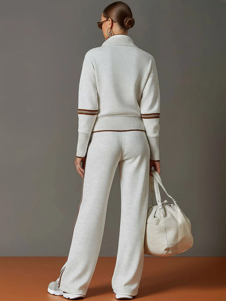 Priscilla™ | Conjunto Deportivo Elegante: Sudadera Media Cremallera y Pantalón Ancho