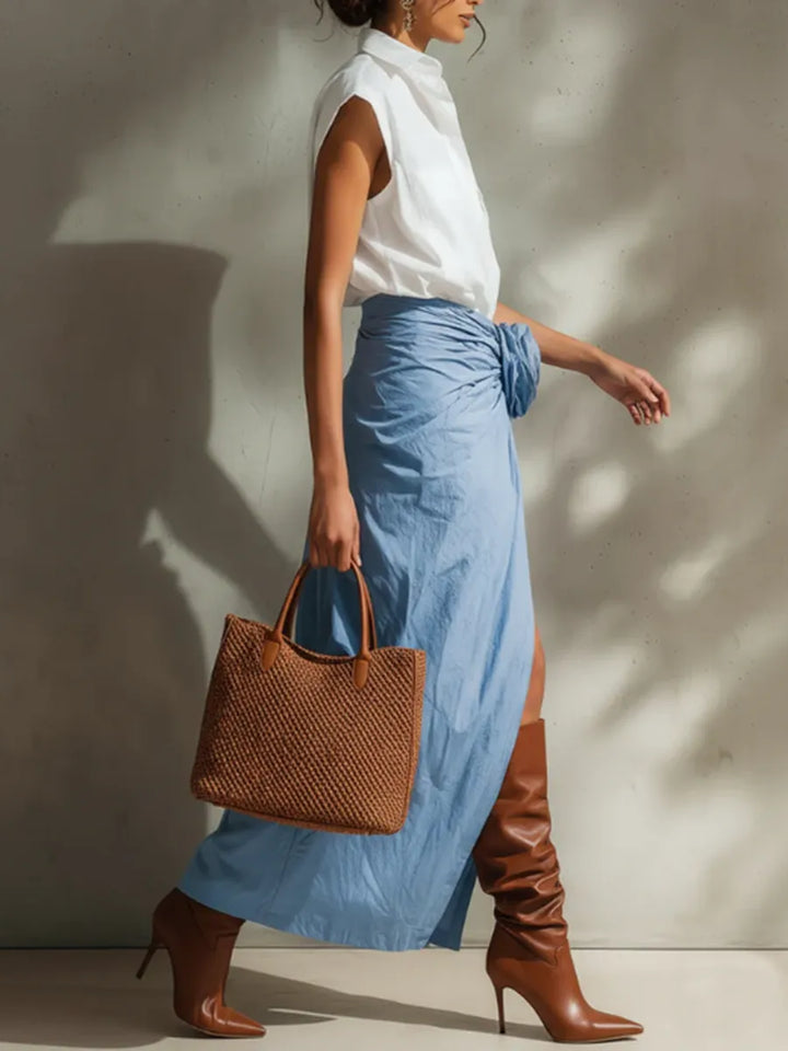 Cosima™ | Falda Elegante Drapeada con Detalle Floral