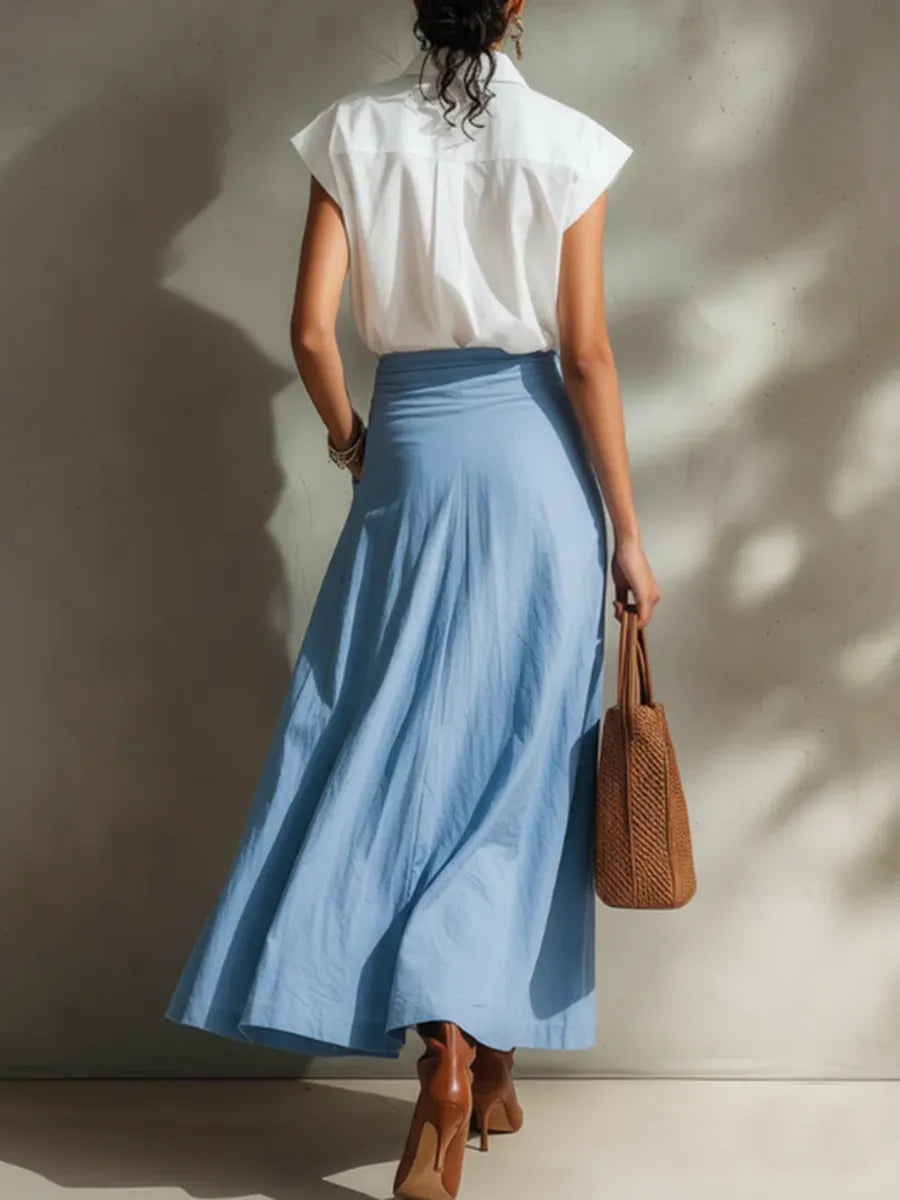Cosima™ | Falda Elegante Drapeada con Detalle Floral