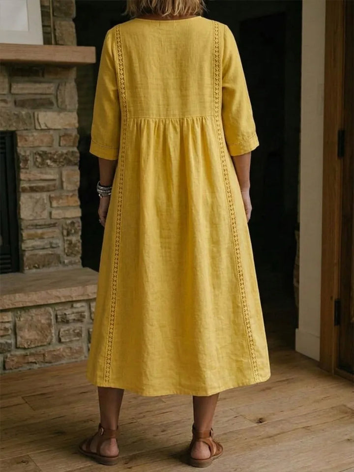 Aurélia™ | Vestido Holgado Efecto Lino con Encaje