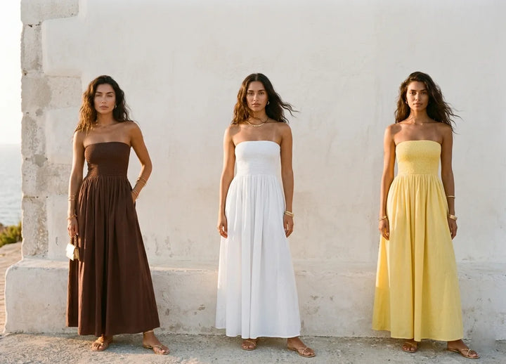 Solara™ | Vestido Maxi Strapless Fruncido